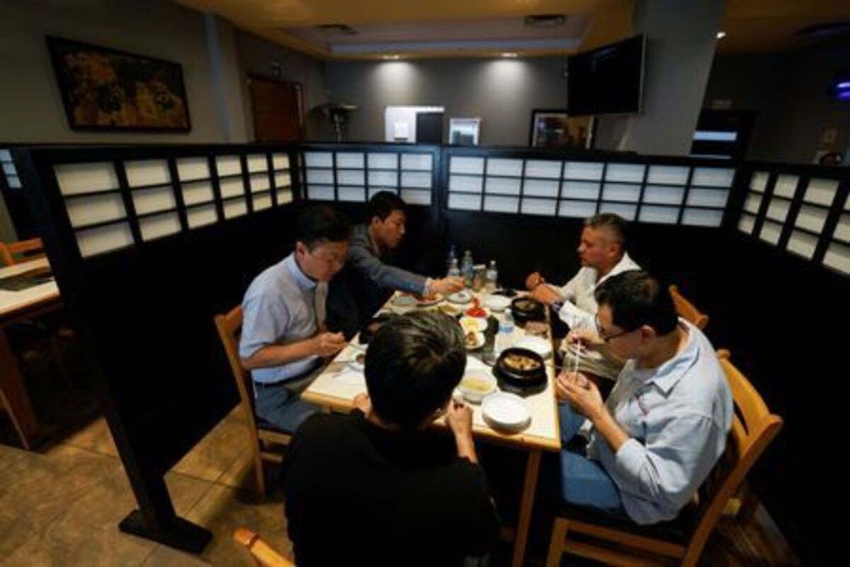 People eat at Galbi’s Korean Restaurant, as the bond between Korea and Mexico, one of the world’s more unusual geo-cultural connections, continues to grow, with Korean influence gaining a foothold despite distance, language barriers and a 15-hour time difference, in Apodaca, Mexico, June 17, 2026. REUTERS/Antonio Ojeda