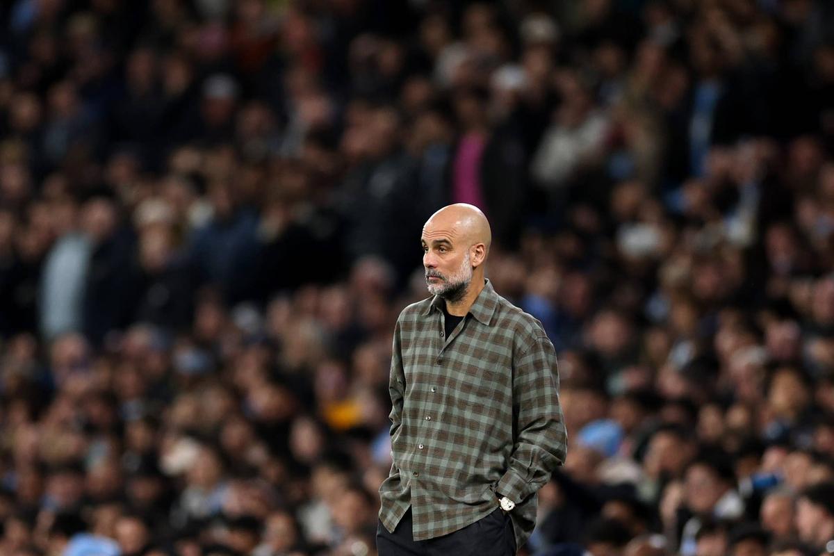  Pep Guardiola looks on during the UEFA Champions League 2025/26 Round of 16 match between Manchester City FC and Real Madrid CF. Photo by Michael Regan/Getty Images