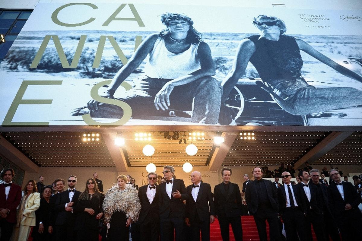 Director Pawel Pawlikowski, cast members Sandra Huller, August Diehl and Hanns Zischler, leave following the screening of the film "Fatherland" in competition at the 79th Cannes Film Festival in Cannes, France, May 14, 2026. REUTERS/Marko Djurica