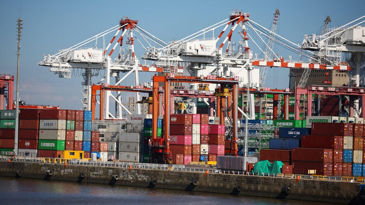 Stacks of shipping containers beneath container cranes at the port of Buenos Aires, Argentina, January 15, 2026. REUTERS/Agustin Marcarian