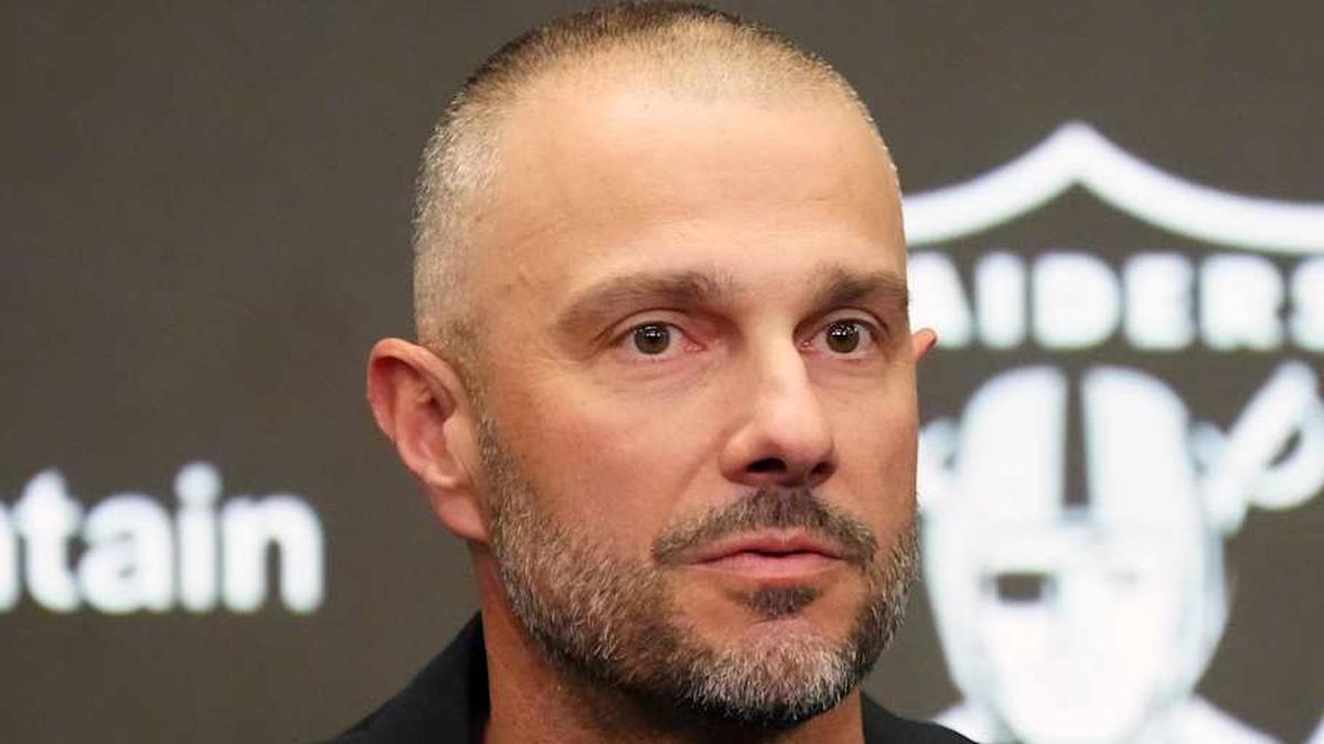  Feb 10, 2026; Henderson, NV, USA; Las Vegas Raiders general manager John Spytek at press conference at Intermountain Health Performance Center. Mandatory Credit: Kirby Lee-Imagn Images | Kirby Lee-Imagn Images 