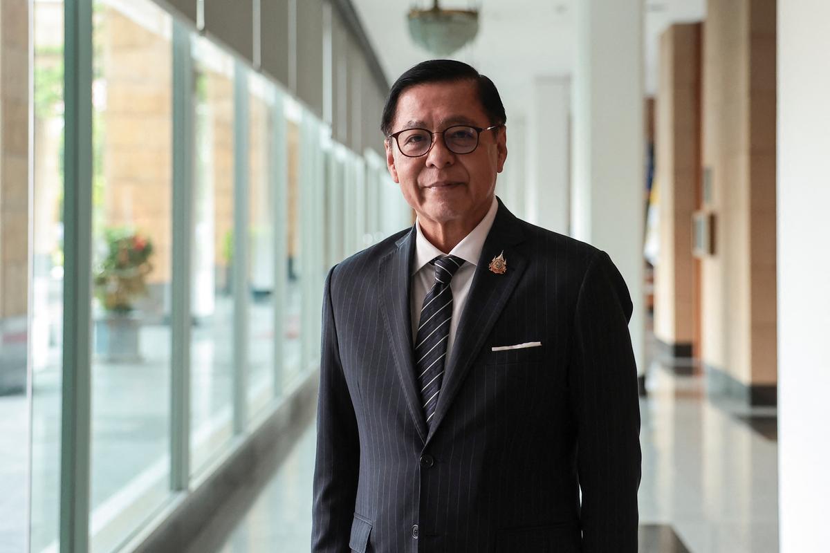 Thailand's Deputy Prime Minister and Foreign Minister Sihasak Phuangketkeow poses for a picture before an exclusive interview with Reuters about Myanmar diplomacy and the upcoming ASEAN summit at the Ministry of Foreign Affairs, in Bangkok, Thailand, May 5, 2026. REUTERS/Chalinee Thirasupa