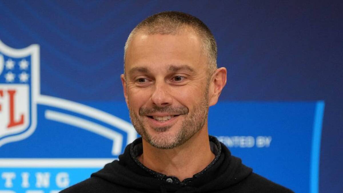  Feb 25, 2025; Indianapolis, IN, USA; Las Vegas Raiders general manager John Spytek speaks during the NFL Scouting Combine at the Indiana Convention Center. Mandatory Credit: Kirby Lee-Imagn Images | IMAGN IMAGES via Reuters Connect 