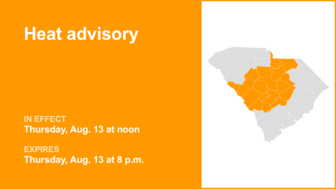 UPDATE: Midlands under a heat advisory until Friday evening 