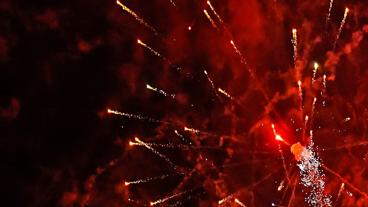 Fireworks explode over Bagdouma Park during the Independence Day Celebration in Coachella, Calif., July 2, 2026.