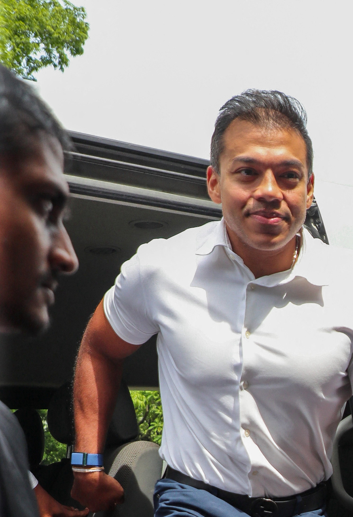 Yoshitha Rajapaksa, son of former president of Sri Lanka Mahinda Rajapaksa, who was arrested by the Commission to Investigate Allegations of Bribery and Corruption (CIABOC), arrives at Hulftsdorp Chief Magistrate's Court in Colombo, Sri Lanka, June 17, 2026. REUTERS/Lahiru Harshana
