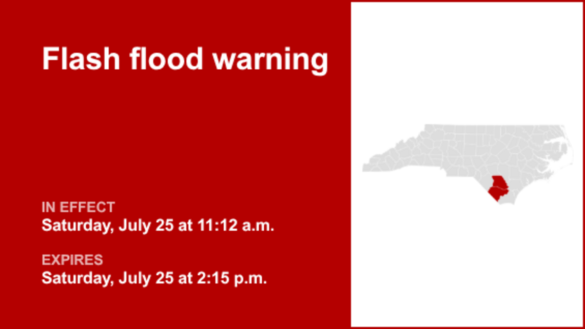 UPDATE: Flash flood warning active for Bladen and Columbus counties Saturday afternoon 