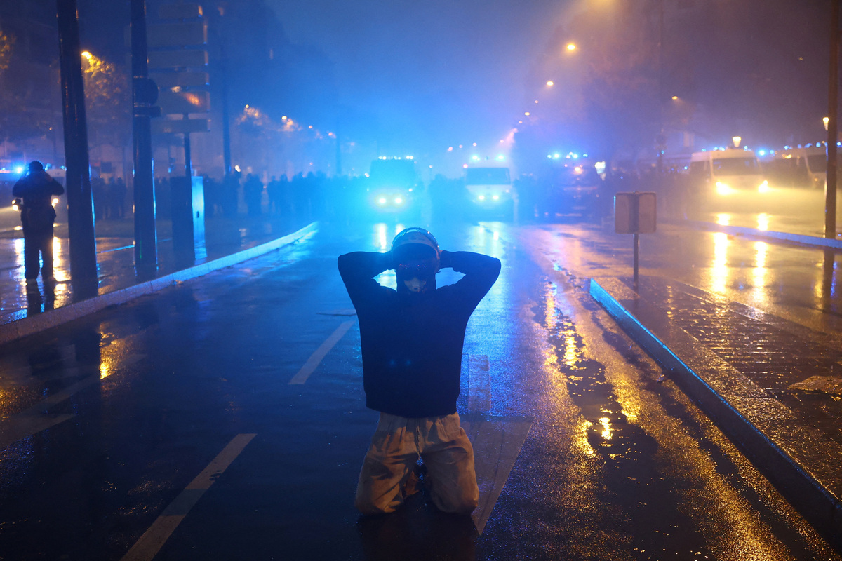 Violence flares in Paris after largely peaceful protests across France ...