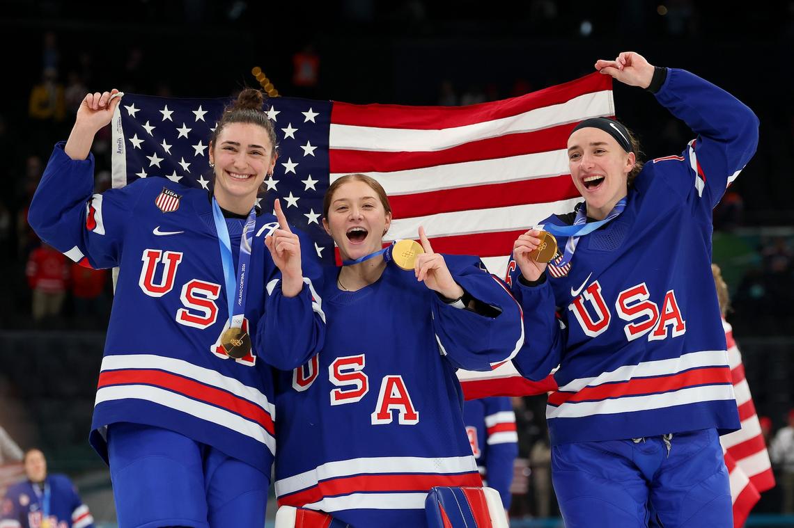  Megan Keller, Aerin Frankel and Hayley ScamurraPhoto by Gregory Shamus/Getty Images 
