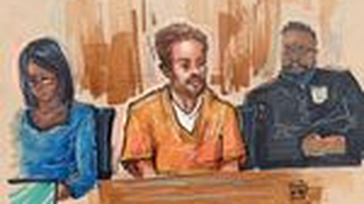 FILE PHOTO: Cole Tomas Allen, a suspect in the White House Correspondents' Association (WHCA) dinner shooting, sits in the courtroom during a hearing after being charged with attempting to assassinate U.S. President Donald Trump, in Washington D.C., U.S., April 30, 2026, in this courtroom sketch.    REUTERS/Emily Goff/File Photo