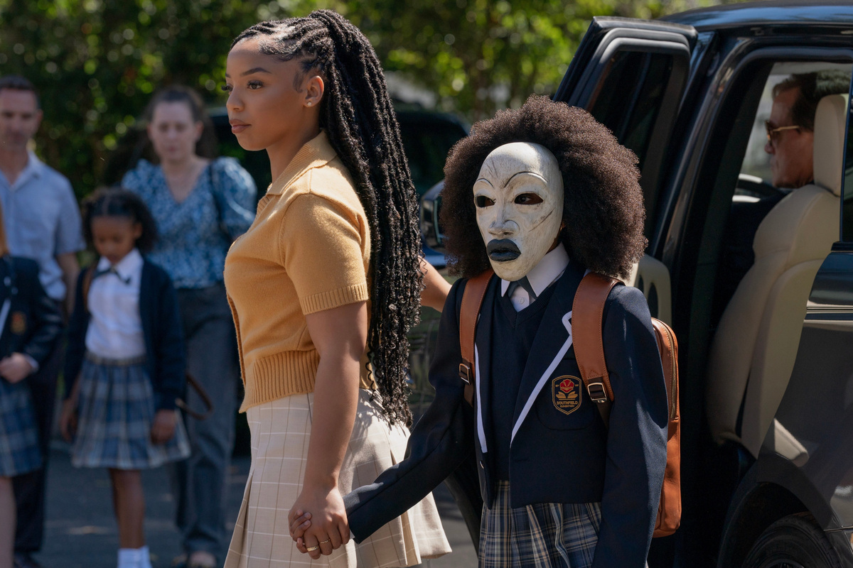 Chloe Bailey (left) plays a violinist who tutors a young girl (Romy Woods) from an enigmatic family in the psychological thriller "Strung."