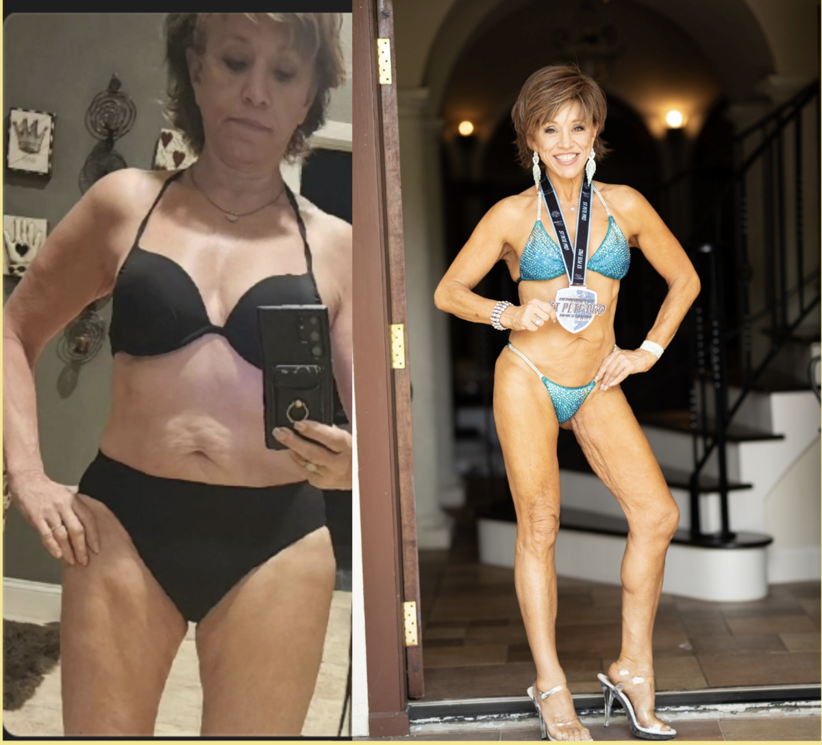 Forbes Riley, 66, before and after her health transformationcourtesy Forbes Riley