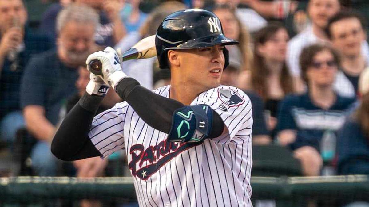  Yankees shortstop Anthony Volpe during his rehab assignment with the Somerset Patriots. | Alexander Lewis / MyCentralJersey / USA TODAY NETWORK via Imagn Images 