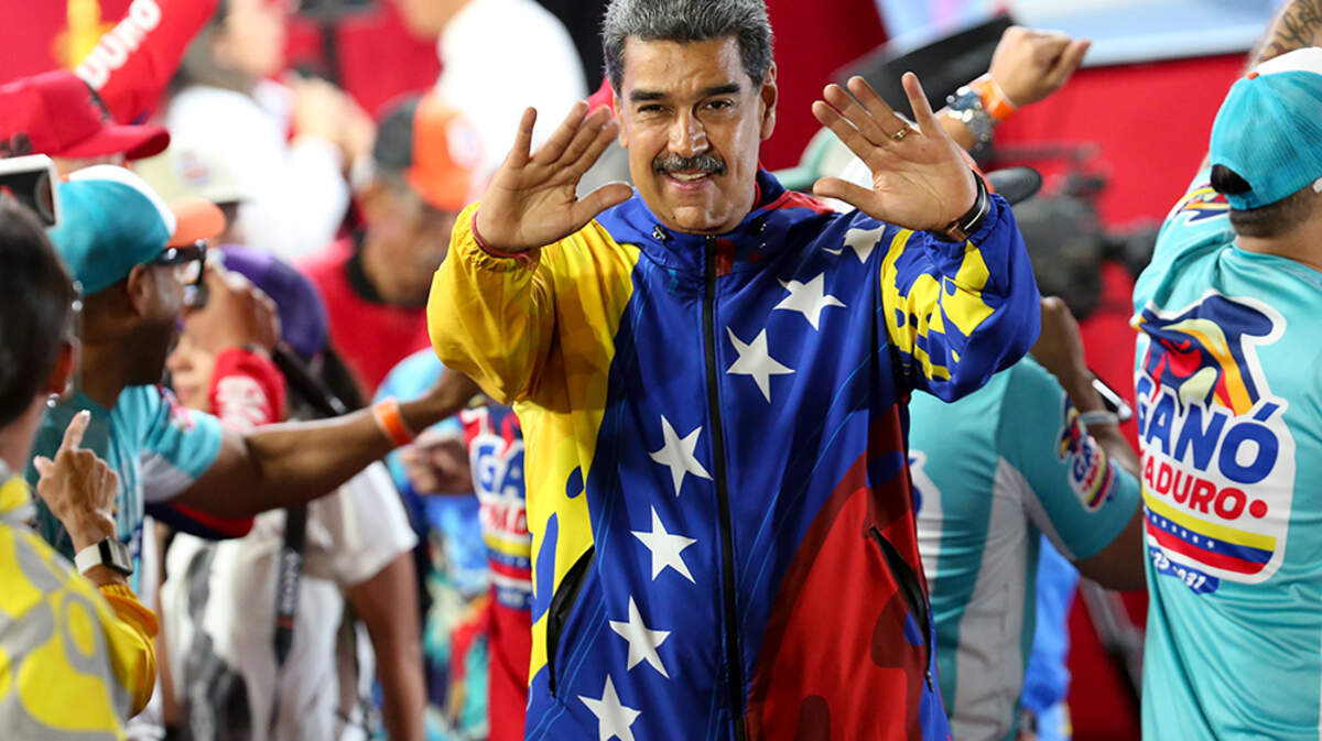 Venezuelan ruler Nicolas Máduro attends a rally in Caracas on July 29 after the country’s National Electoral Council declared him the winner of the presidential elections.
