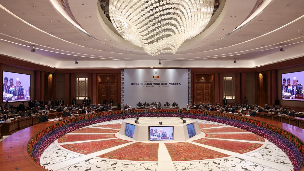 India's Foreign Minister Subrahmanyam Jaishankar addresses the BRICS foreign ministers' meeting at Bharat Mandapam in New Delhi, India May 14, 2026. REUTERS/Adnan Abidi