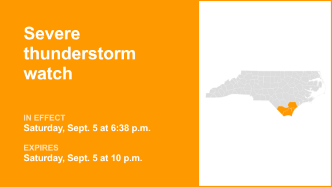 UPDATE: Severe thunderstorm watch issued for Eastern North Carolina until Saturday night 
