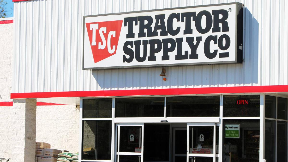 Entrance to a Tractor Supply Company retail outlet.