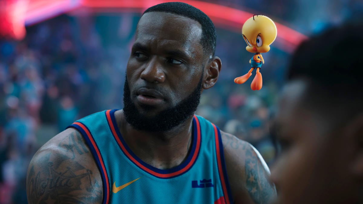 This image released by Warner Bros. Entertainment shows Lebron James in a scene from “Space Jam: A New Legacy.”