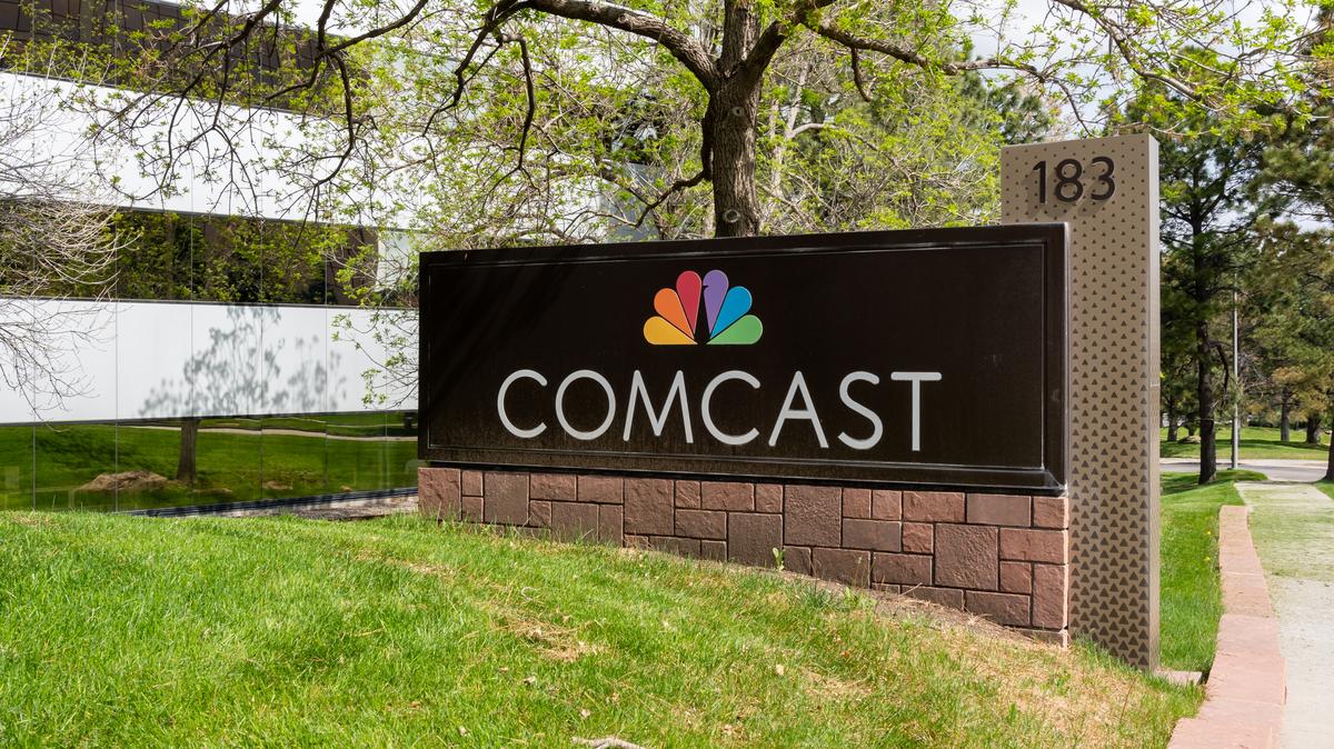 Comcast office in Englewood, CO, USA, May 18, 2023. Comcast Corporation is an American multinational telecommunication and media conglomerate. 