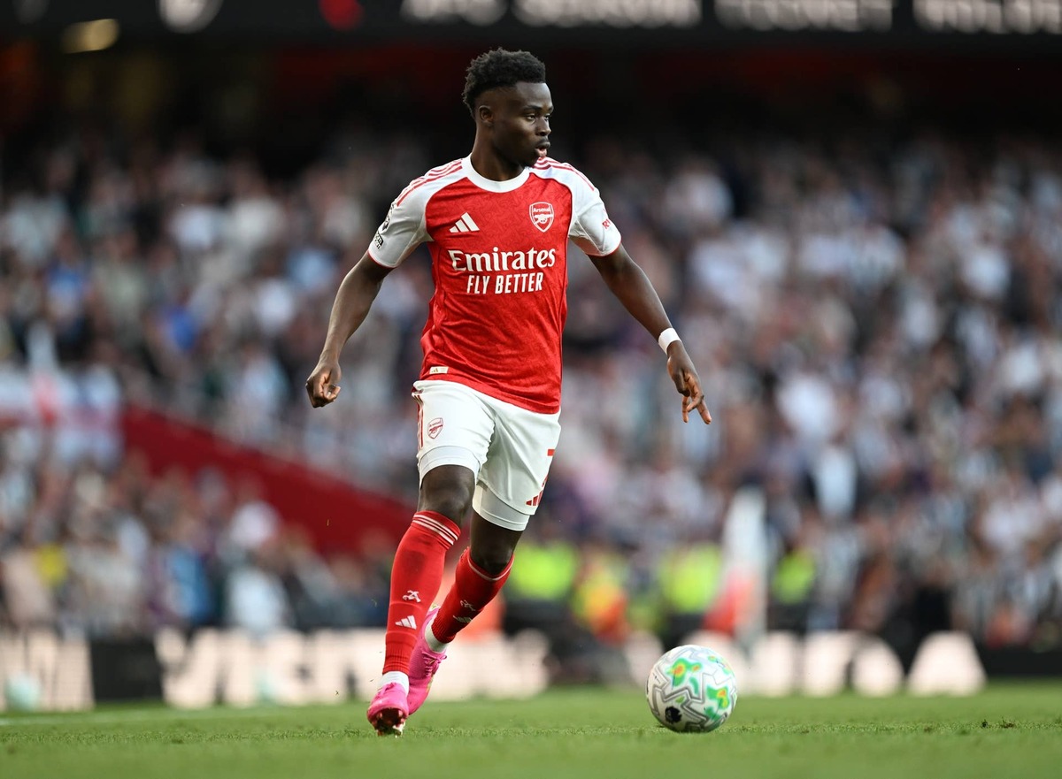  Bukayo Saka of Arsenal during the Premier League match between Arsenal and Newcastle United at Emirates Stadium on April 25, 2026 in London, England. (Photo by David Price/Arsenal FC via Getty Images) Photo by David Price/Arsenal FC via Getty Images