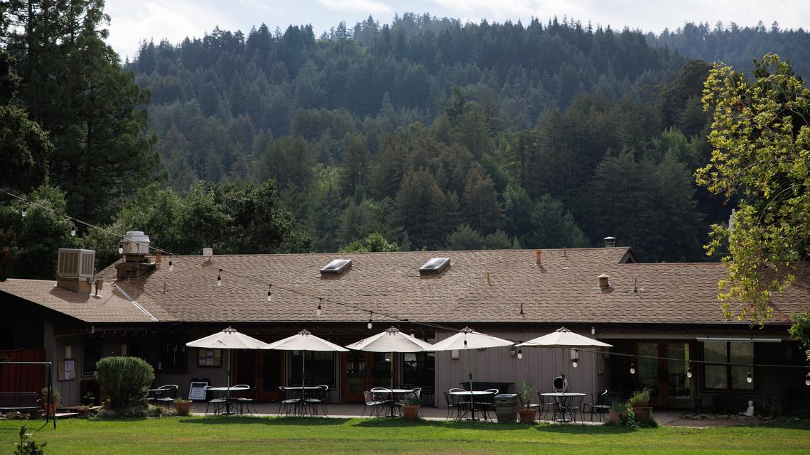 The restaurant and lounge area at Lupin Lodge, a historic nude resort in Los Gatos, on Oct. 25, 2023. Lupin Lodge is up for sale after its owner decided to move on from operating the beloved site. (Dai Sugano/Bay Area News Group)