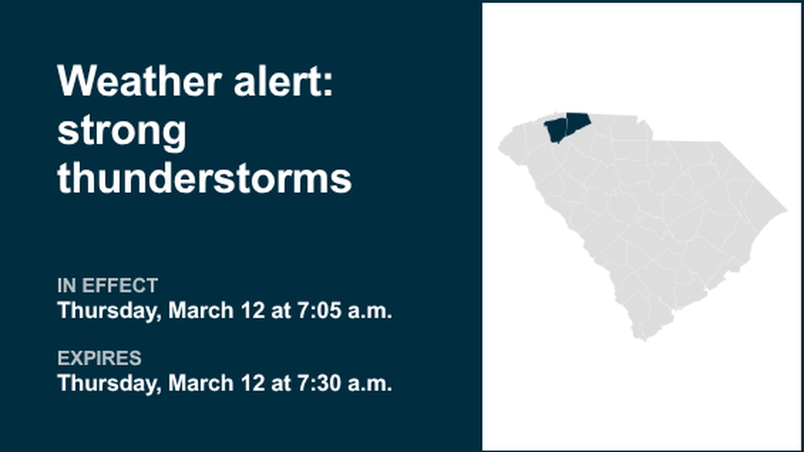 Prepare for strong thunderstorms in Greenville and Spartanburg counties Thursday morning 