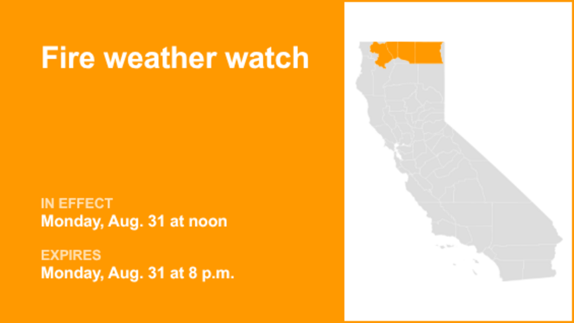 Fire weather watch affecting Shasta Cascade Monday - increased fire danger 