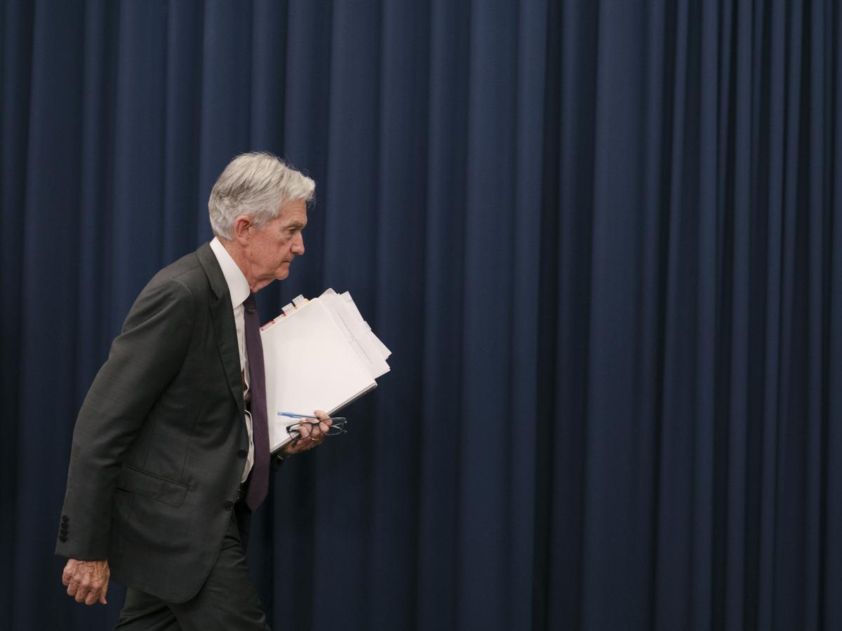 FILE -- Jerome Powell, the Federal Reserve chair, at a news conference at the Federal Reserve in Washington, July 30, 2025. Powell, whose term as chair expires in May 2026, said in April 2026 that he would stay on as a governor "for a period of time." (Caroline Gutman/The New York Times)
