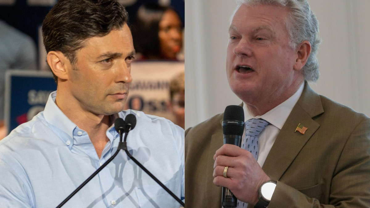 Democratic Sen. Jon Ossoff of Georgia, left, is defending his seat against Republican Rep. Mike Collins, right, in the 2026 midterm elections.