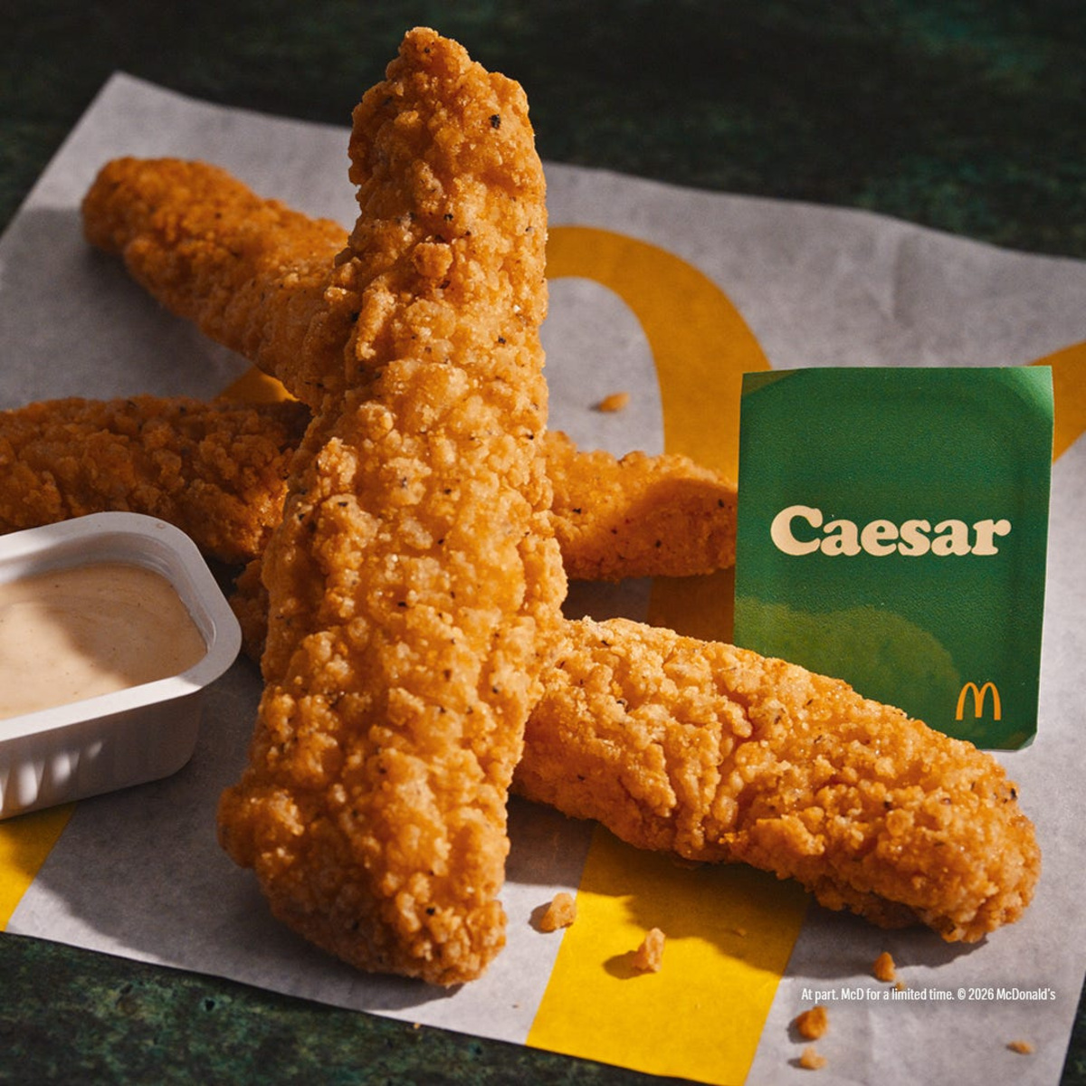 McDonald's is adding Caesar sauce to its options for a limited time. You can add to your order for McCrispy Strips or other favorite chicken menu items.