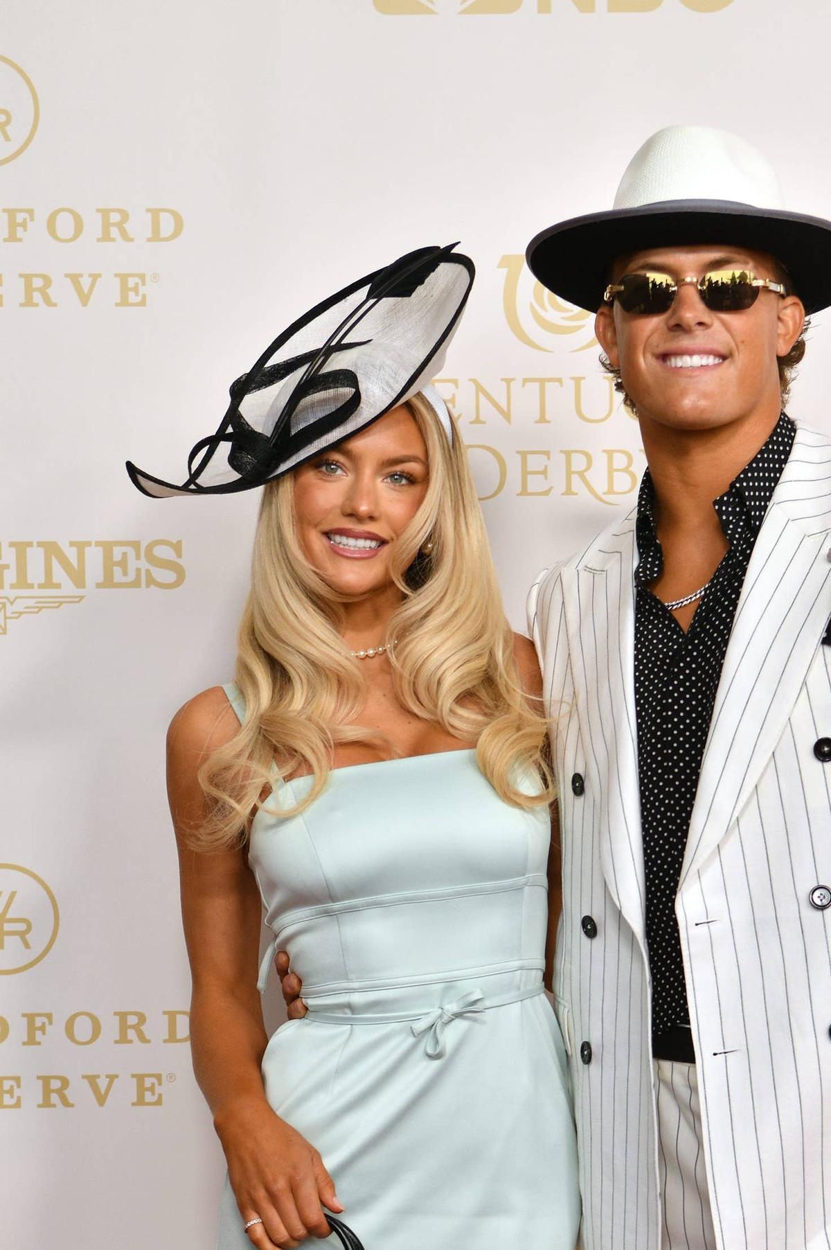  Influencer Marissa Ayers and New York Giants quarterback Jaxson Dart on the Kentucky Derby red carpet Saturday. May 02, 2026 