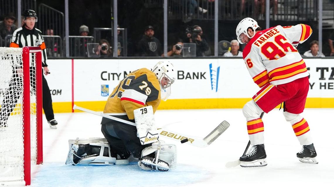 Mitch Marner tallies 3 goals, 2 assists as Knights rally past Flames 