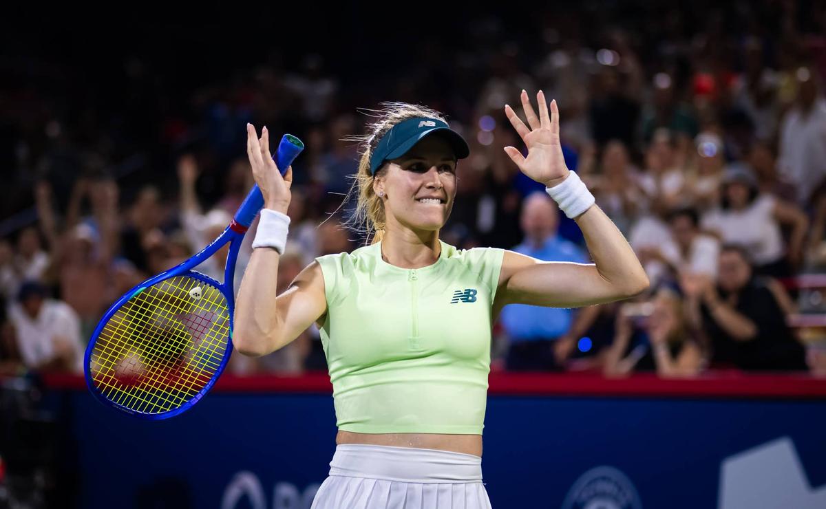  MONTREAL, QUEBEC - JULY 28: Eugenie Bouchard of Canada reacts to defeating Emiliana Arango of Colombia in the first round of the National Bank Open at Stade IGA on July 28, 2025 in Montreal, Quebec (Photo by Robert Prange/Getty Images) 