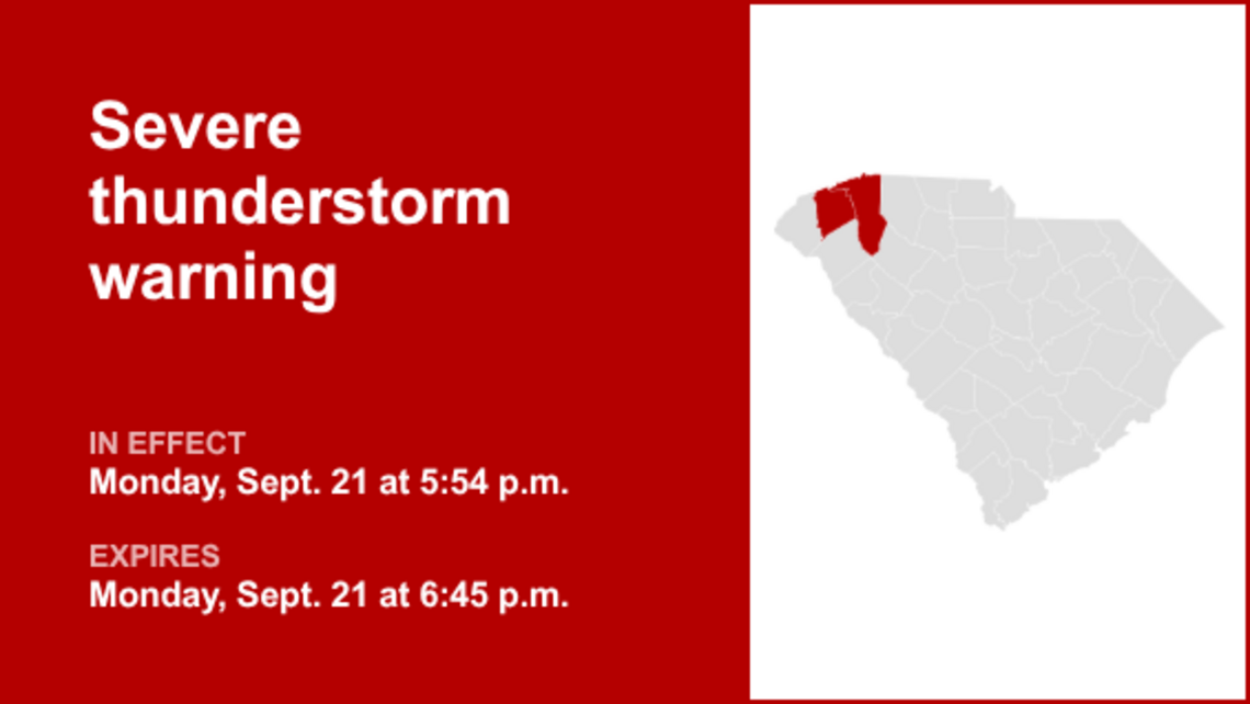 UPDATE: Severe thunderstorm warning predicted to expire at 6:45 p.m. 