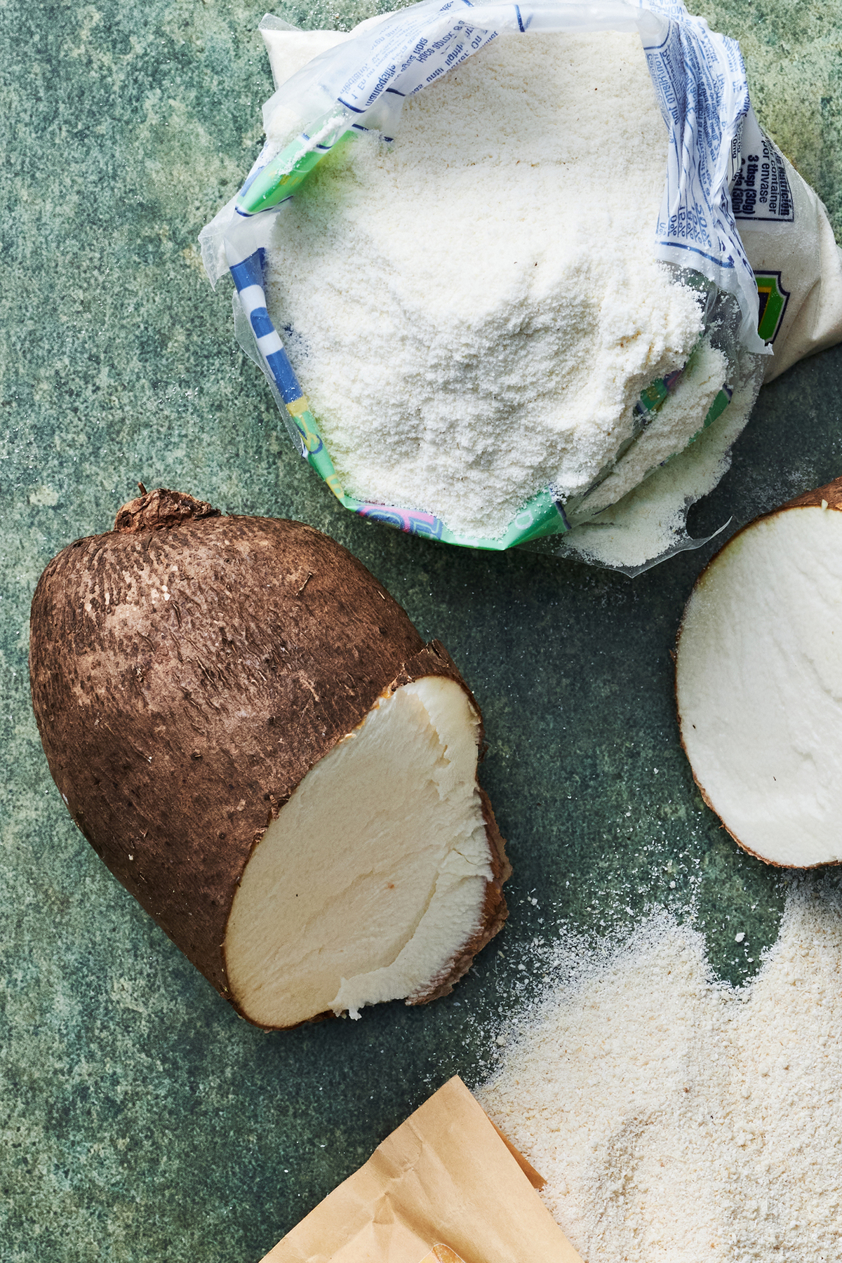 Ingredients to make swallows, from top to bottom: ugali, fresh yam and garri. A versatile sidekick to soups and stews, swallows are full of possibility. That's what should keep you coming back, Yewande Komolafe writes. Food Stylist: Roscoe Betsill. Prop Stylist: Paige Hicks. (Kelly Marshall/The New York Times)
