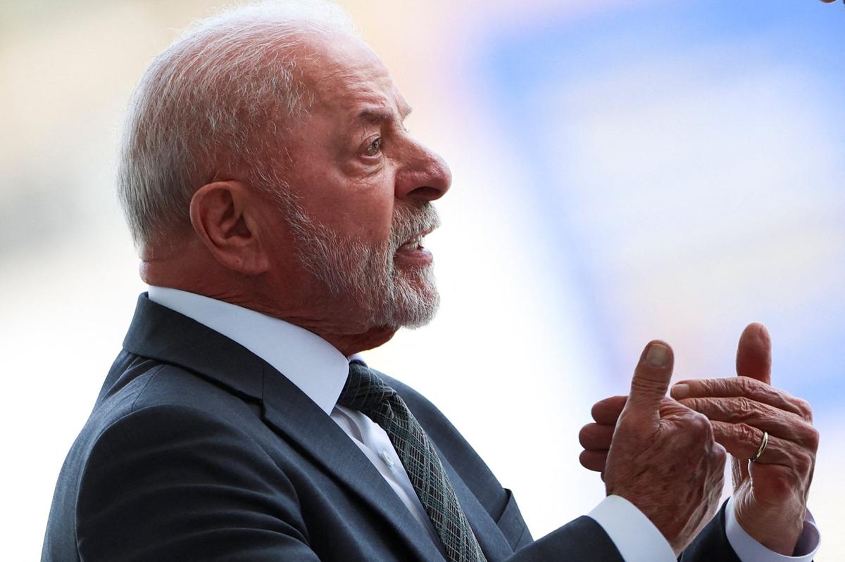 FILE PHOTO: Brazil’s President Luiz Inacio Lula da Silva reacts before meeting with Suriname's President Jennifer Geerlings Simon at the Planalto Palace in Brasília, Brazil, May 28, 2026. REUTERS/Adriano Machado/File photo