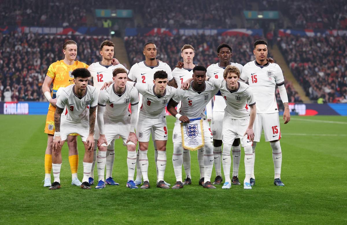  England team group photo during the international friendly match between England and Japan at Wembley Stadium on March 31, 2026 in London, England. (Photo by Catherine Ivill - AMA/Getty Images) Photo by Catherine Ivill - AMA/Getty Images