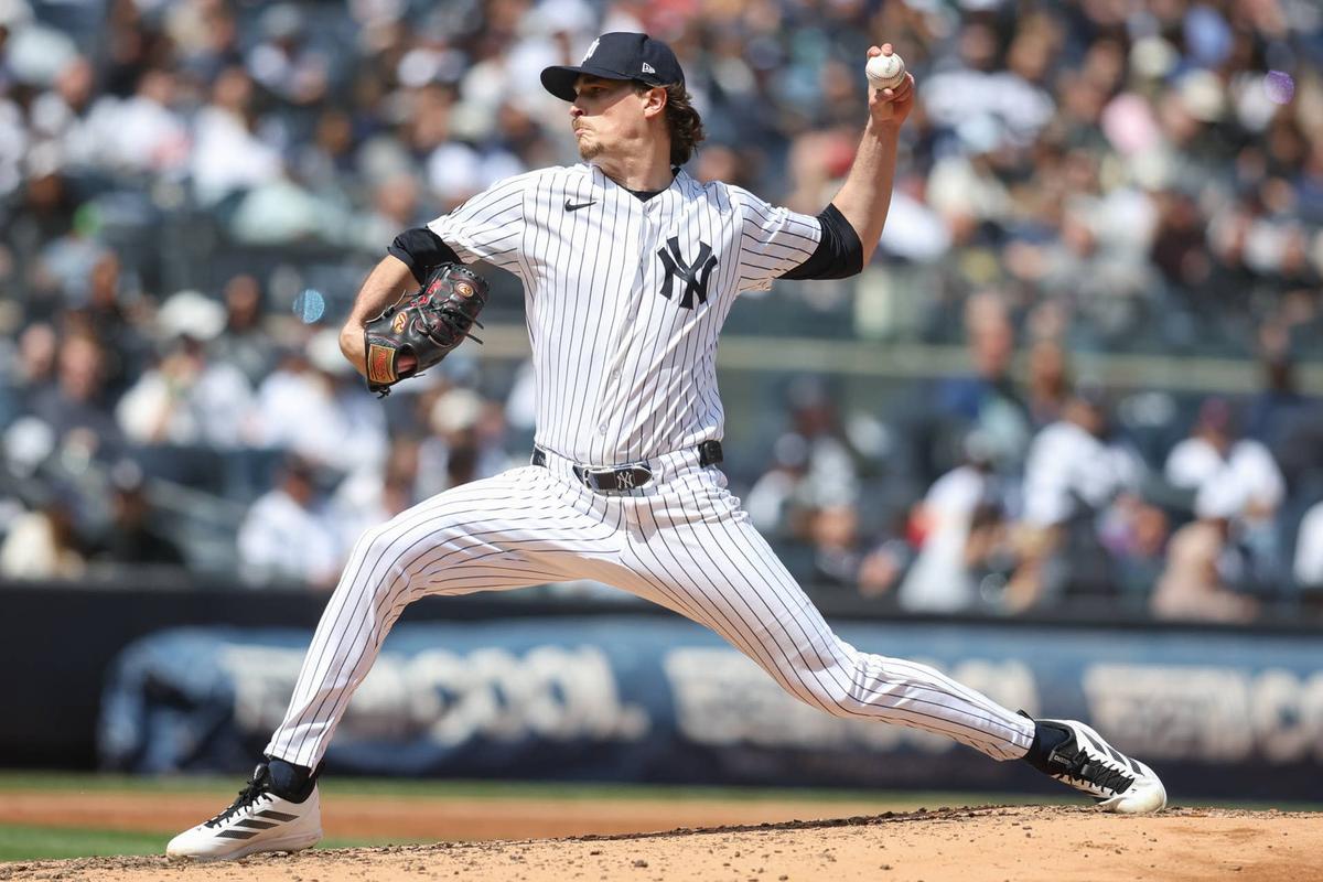  May 3, 2026; Bronx, New York, USA; New York Yankees starting pitcher Max Fried (54) pitches in the third inning against the Baltimore Orioles at Yankee Stadium. Mandatory Credit: Wendell Cruz-Imagn Images 
