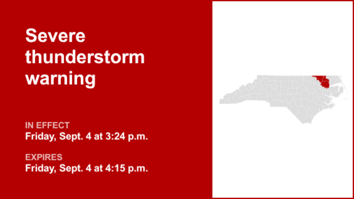 UPDATE: Severe thunderstorm warning active for Bertie County Friday evening 