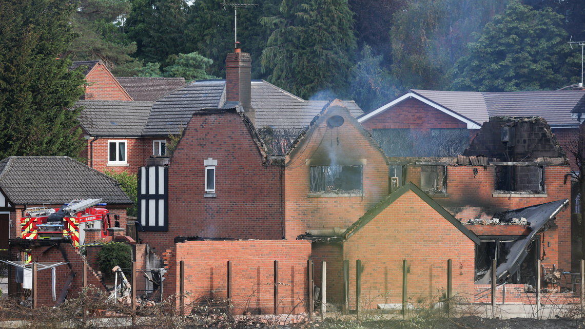 Several homes affected by central England wildfire, fire service says