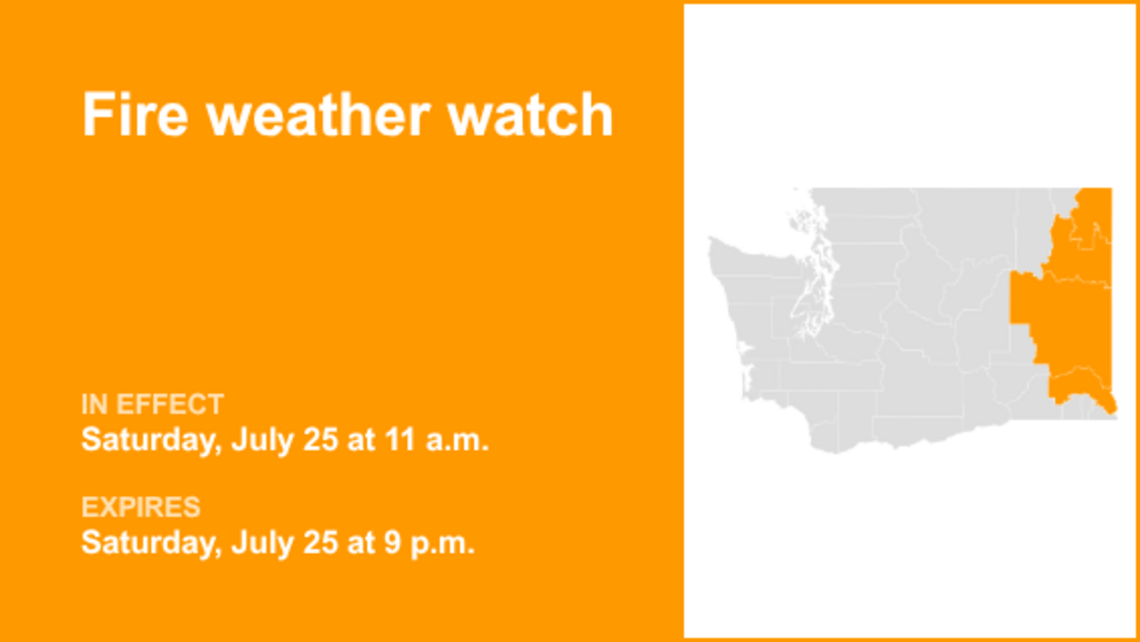 UPDATE: Fire weather watch for Eastern Washington for Saturday, says the NWS 