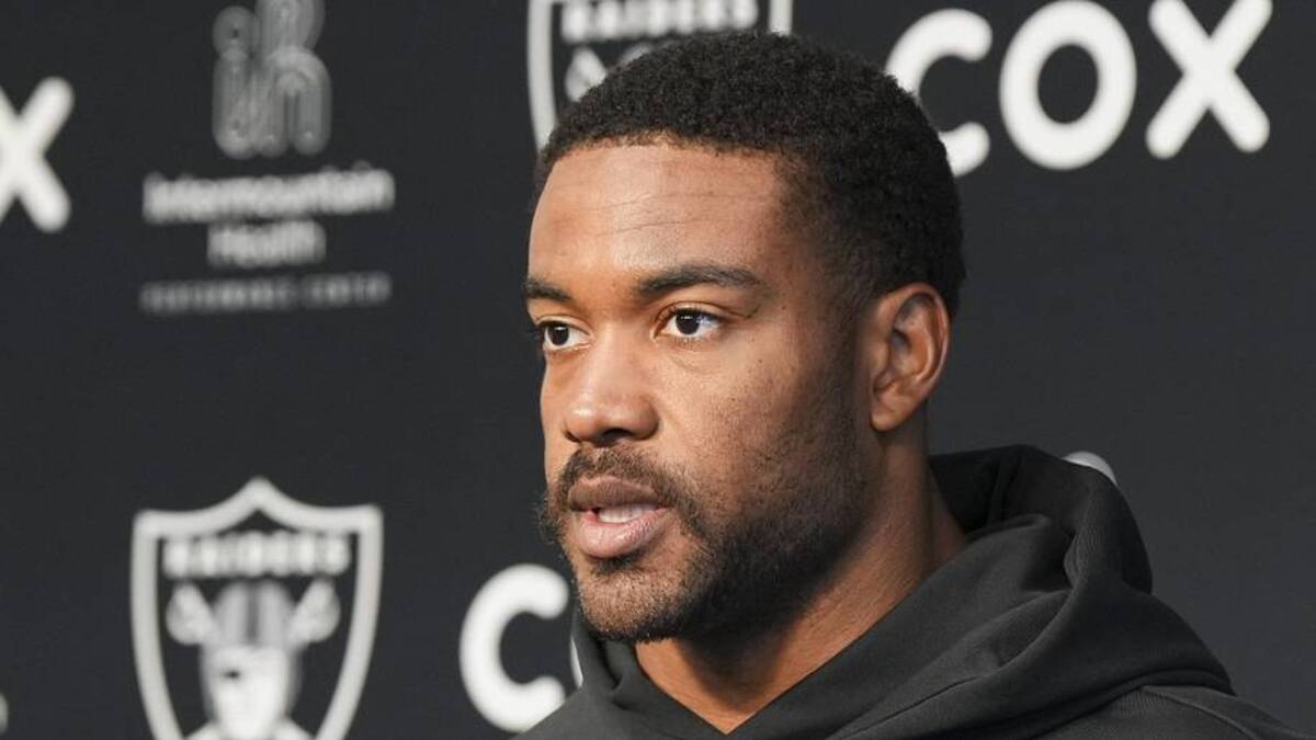  Jun 3, 2026; Henderson, NV, USA; Las Vegas Raiders safety Jeremy Chinn (11) speaks during a news conference during organized team activities at Intermountain Health Performance Center. Mandatory Credit: Candice Ward-Imagn Images | Candice Ward-Imagn Images 