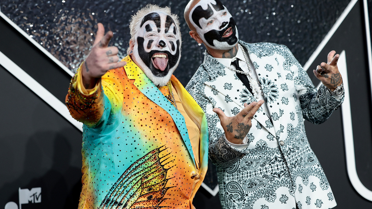 Violent J, left, and  Shaggy 2 Dope of Insane Clown Posse attend the 2024 MTV Video Music Awards at UBS Arena on Sept. 11, 2024, in Elmont, New York. (Dimitrios Kambouris/Getty Images/TNS)