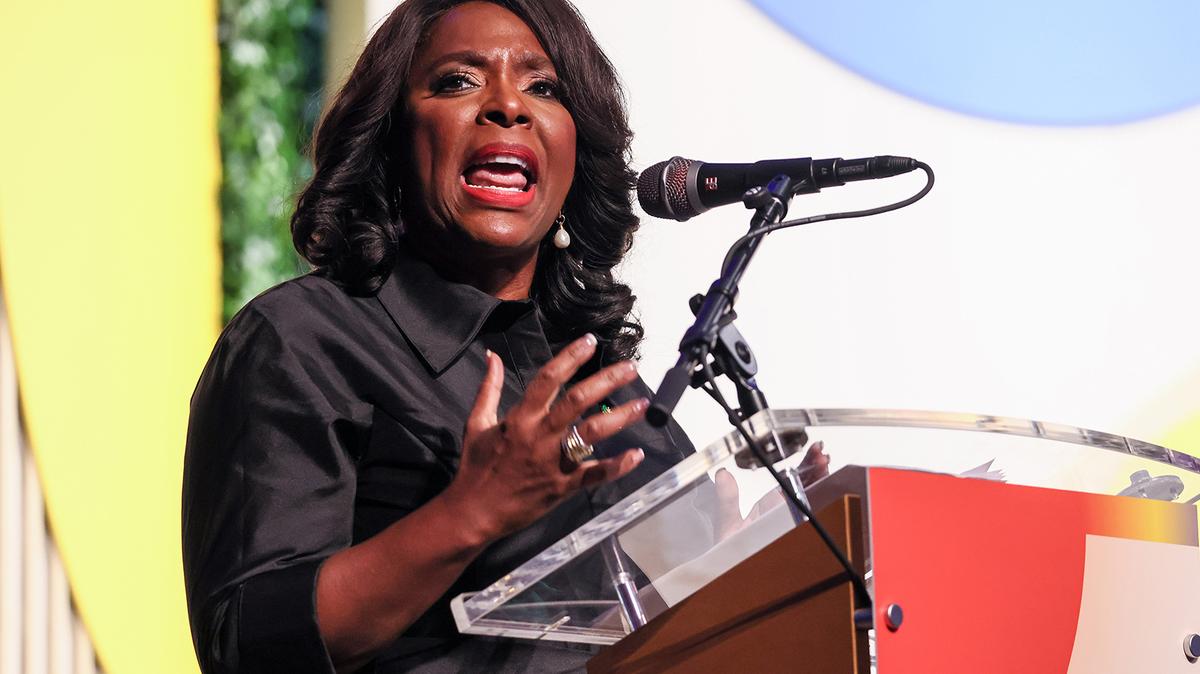 CBCF Chair Terri Sewell speaks during the National Town Hall on Sept. 21, 2023 in Washington, DC. (Jemal Countess/Getty Images for Congressional Black Caucus Foundation/TNS)
