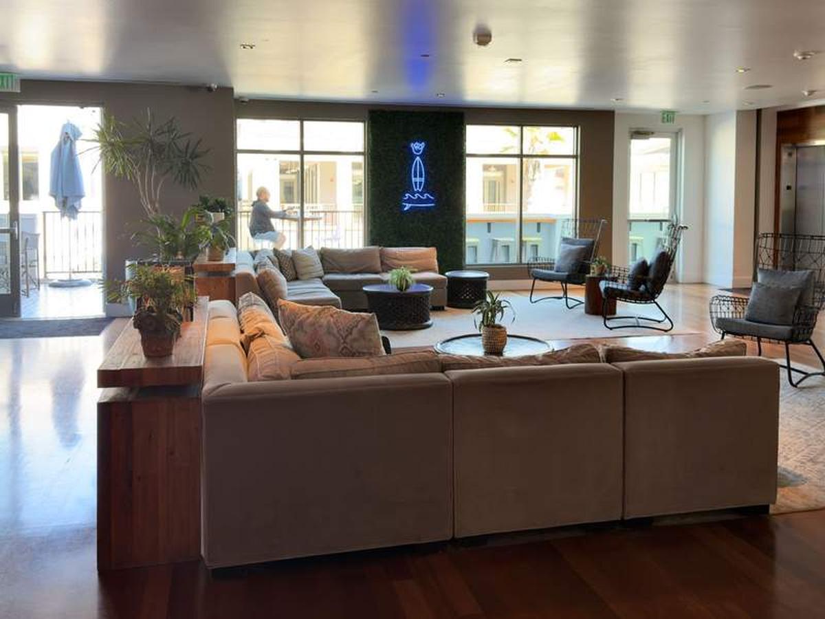  The cool lobby at the Kimpton Shorebreak Resort in Huntington Beach, CA. Photo credit: Kim Orlando 