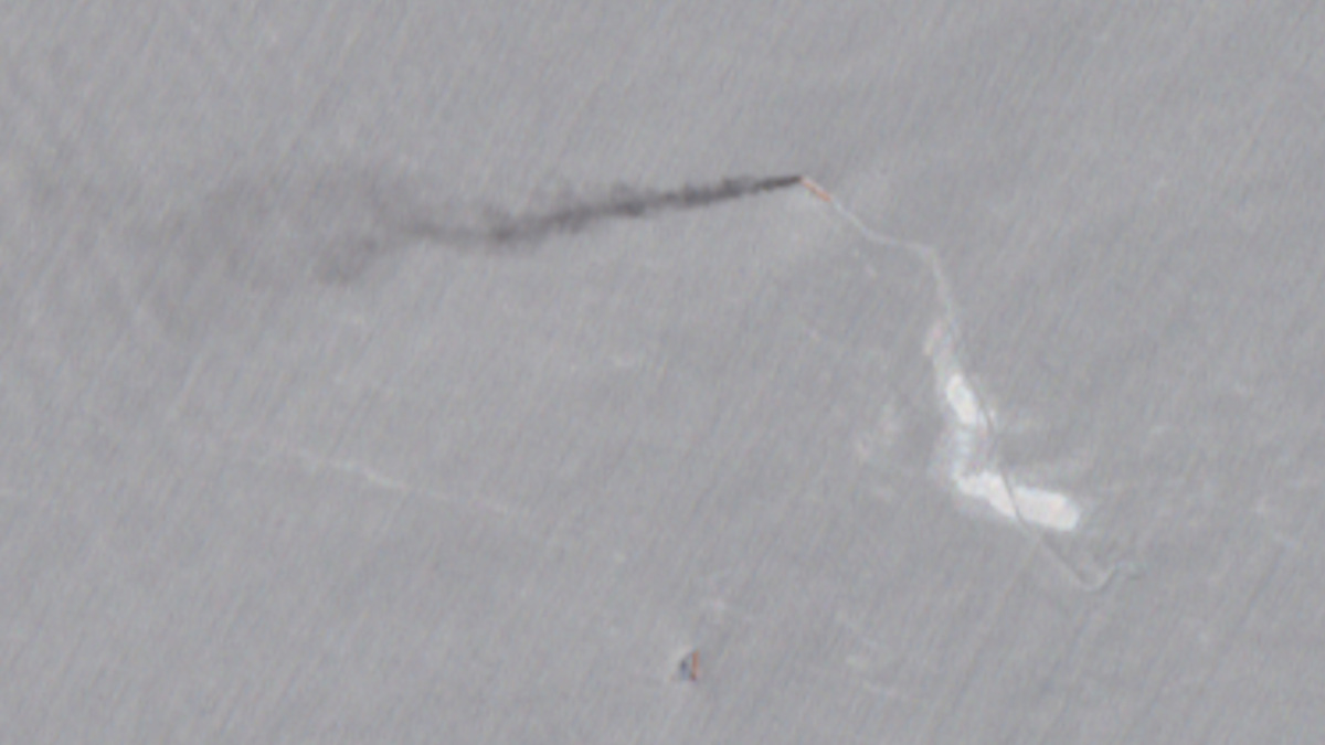 A satellite image shows the Indian-crewed tanker Jalveer, which, according to U.S. Central Command, was hit by two missiles fired by a U.S. aircraft, in the Gulf of Oman, June 11, 2026.  European Union/Copernicus Sentinel-2/Handout via REUTERS