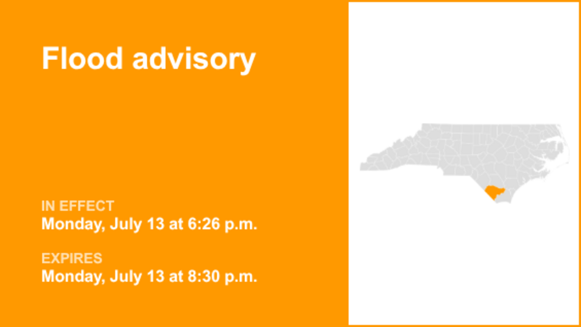 UPDATE: Flood advisory in place for Columbus County Monday evening caused by intense rain 