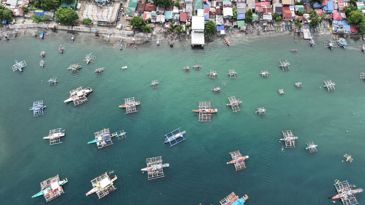 A drone view shows fishing vessels docked in Subic Bay, Zambales province, Philippines, July 9, 2026. REUTERS/Adrian Portugal