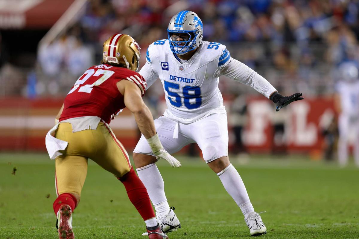  Lions offensive tackle Penei Sewell (Sergio Estrada-Imagn Images)