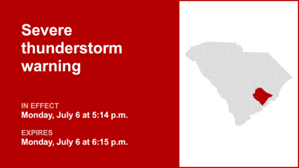 UPDATE: Severe thunderstorm warning previously issued for Berkeley County will expire at 6:15 p.m. 